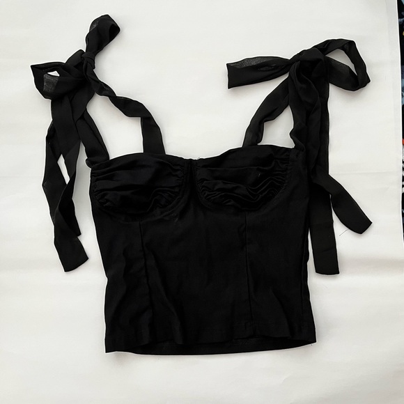 Tops - Black top with bow ties over the shoulder